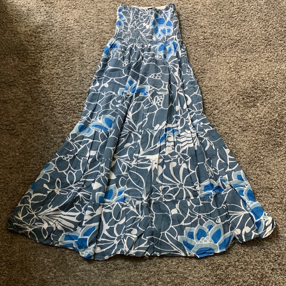 Blue maxi strapless maxi dress